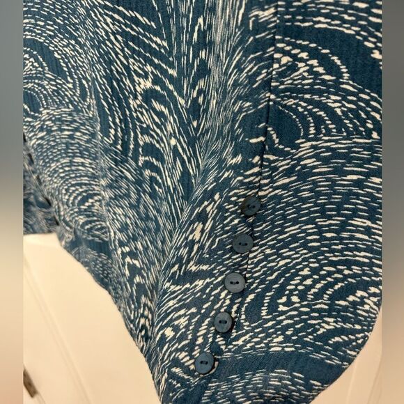 Soft Surroundings M Blue Paisley Wave Print Tunic Top Bohemian Summer - Picture 3 of 9